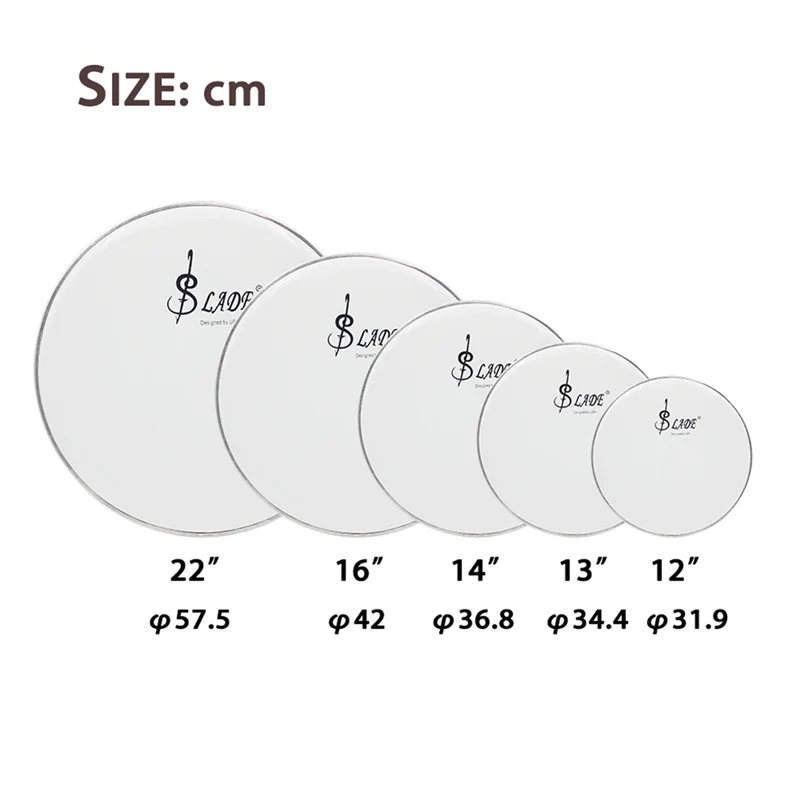 

Белая барабанная кожа LADE, пять барабанных комплектов из полиэфирной пленки