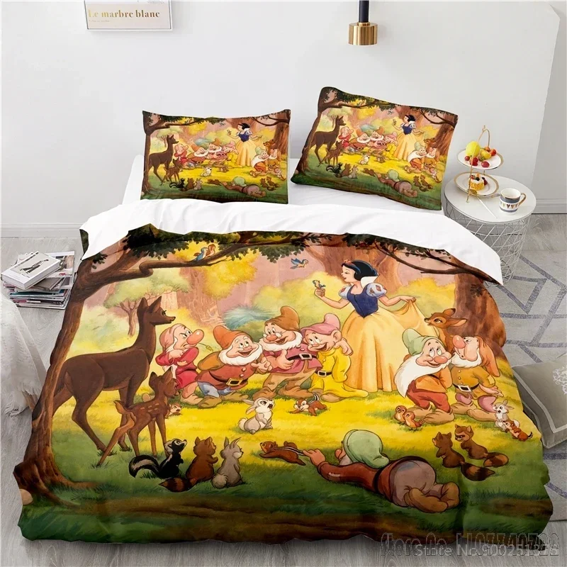 Beautiful Snow White Princess Love Child Duvet Cover Set HD Comforter Cover Bedclothes for Kids Bedding Sets Bedroom Decor