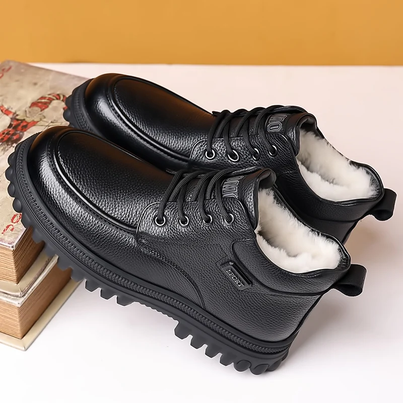 Men's Winter Velvet Thick Boots Outdoor High Top Snow boots business dress Shoes New slip on Men Cotton Shoes Botas Zapatos