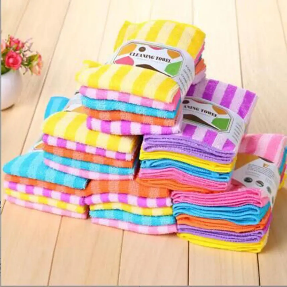 5Pcs Microfiber Anti-Grease Color Dish Cloth Fiber Washing Towel Magic Kitchen Cleaning Wiping Rags  Towel Pano De Prato