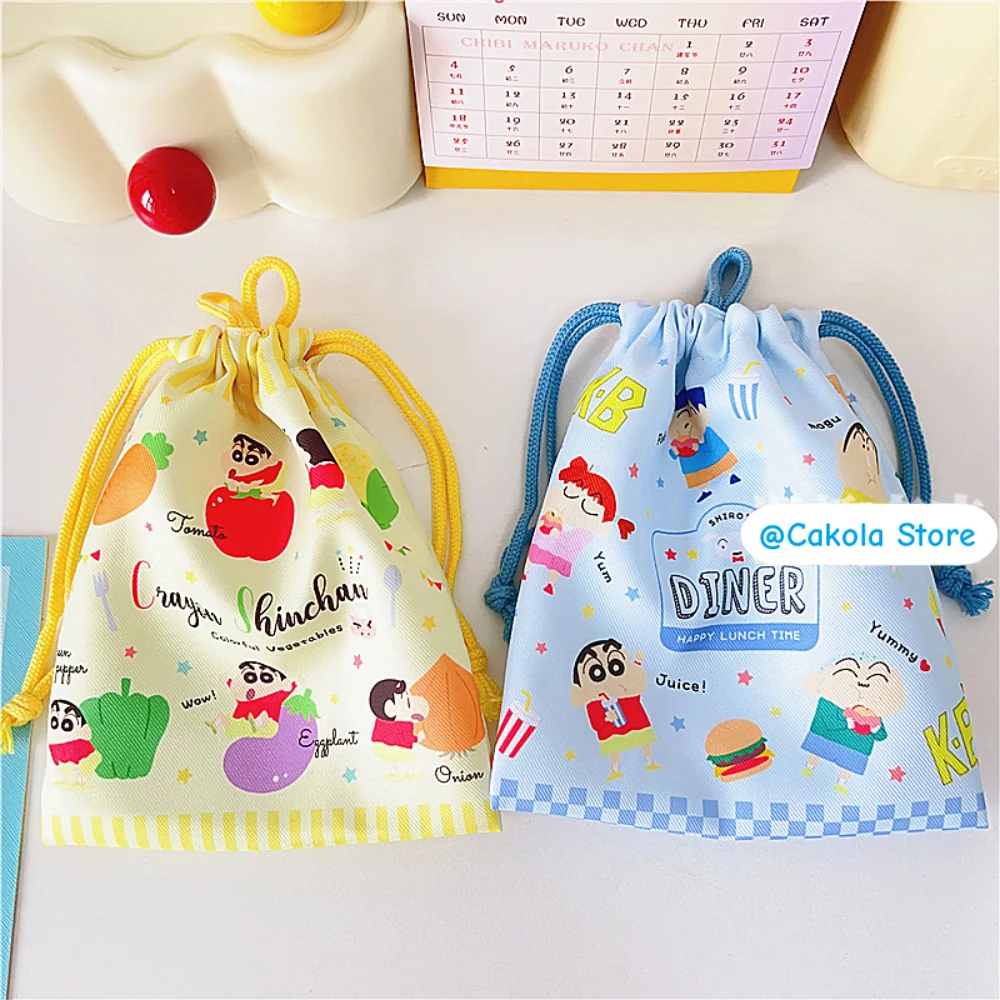 Cartoon Crayon Shin-Chan Drawstring Bag Kawaii Anime Large Capacity Bundle Pocket Women Travel Cosmetics Toiletries Storag Bags