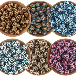 15Pcs/Lot 15mm Leopard Print Series Printing Silicone Round Beads For Jewelry Making DIY Necklace Bracelet Jewelry Accessorie