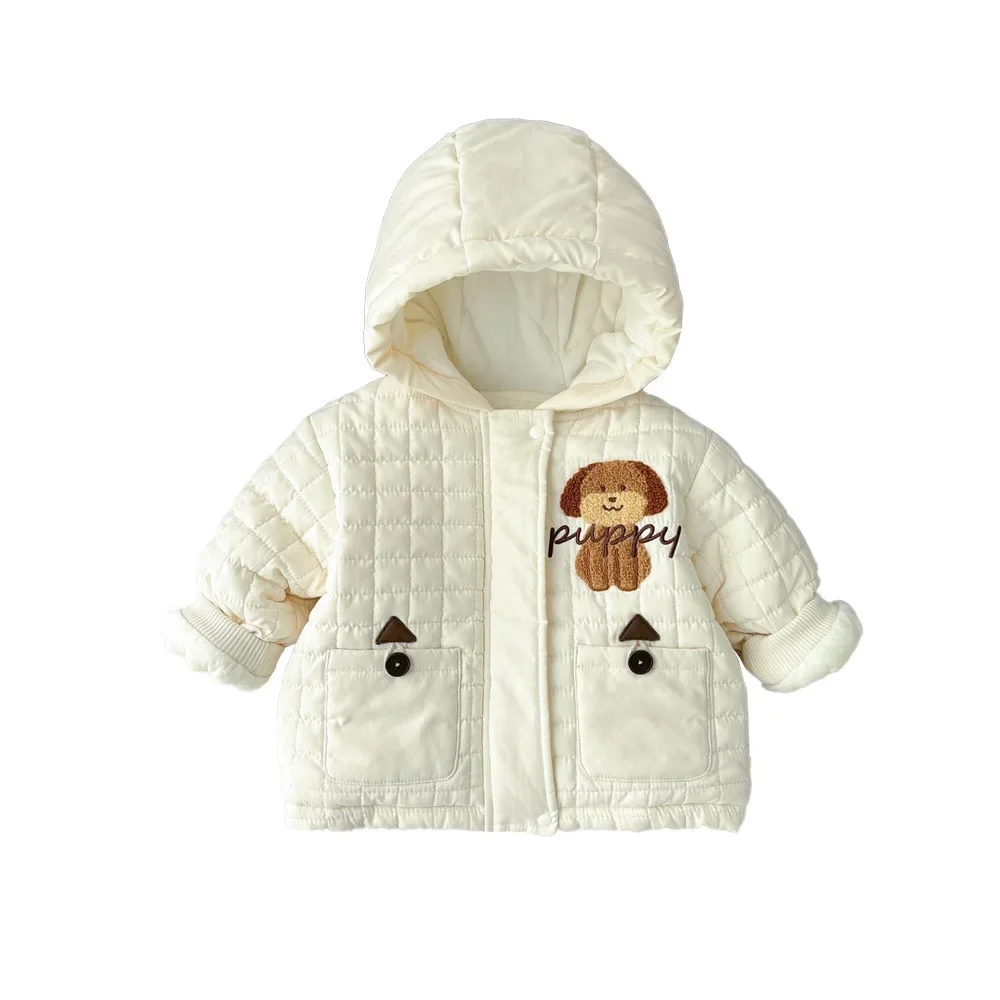 2024 Winter New in Kids Infant Boys Thicken Warm Outwear ,toddler Baby Hooded Zipper Cartoon Dog Jacket Top Outfits 0-3Y