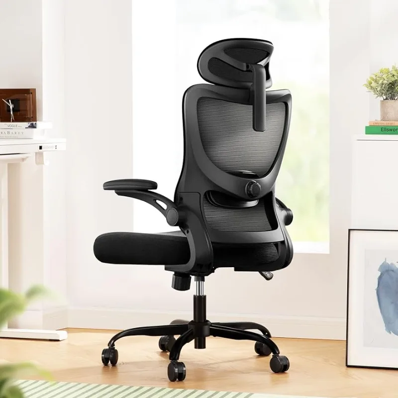 Marsail Ergonomic Office Chair: A rotating task chair with a high back mesh and adjustable lumbar support for rolling work