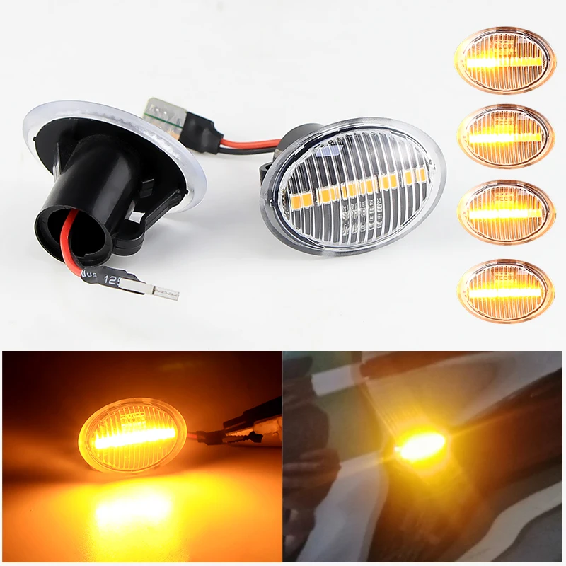 

2× for Ford KA Alfa 4C Abarth 500 595 695 Fiat 500 500C 500L Lancia Lybra Ypsilon Car LED Dynamic Side Marker Light Turn Signal