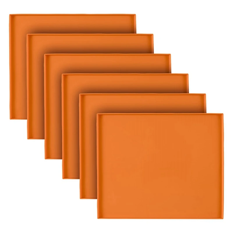 Silicone Dehydrator Trays For Making Fruit Leather With Raised Edge Reusable Silicone Mats Orange 6Piece