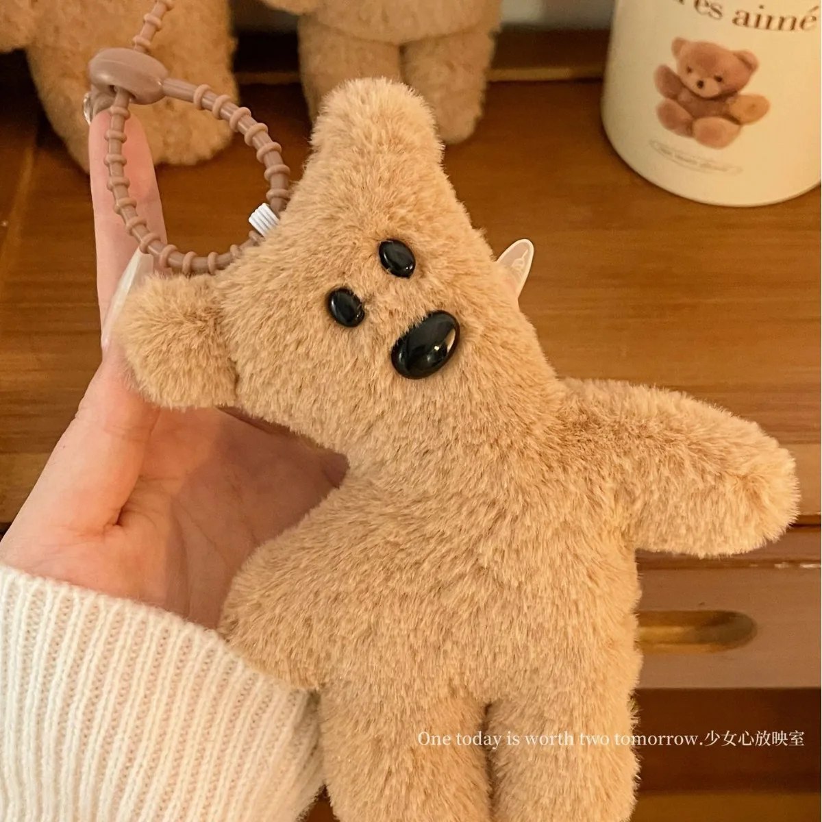 Neue Plüsch Keks Teddybär krummen Kopf weiche Puppen tasche Anhänger lustige niedlichen Rucksack Schlüssel Geburtstags geschenk