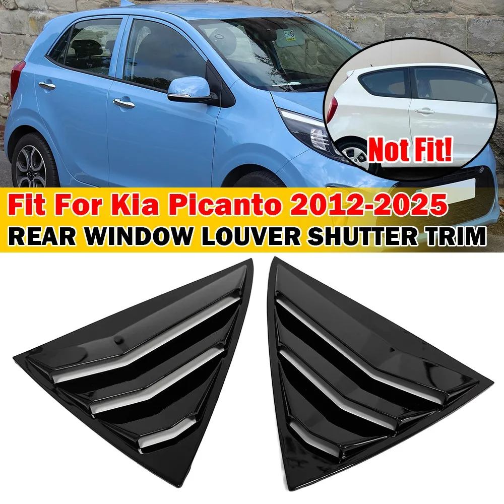 

For Kia Picanto 4 Doors 2012-2025 Car Rear Louver Window Side Shutter Cover Trim Sticker Vent Scoop ABS Carbon Fiber Accessories
