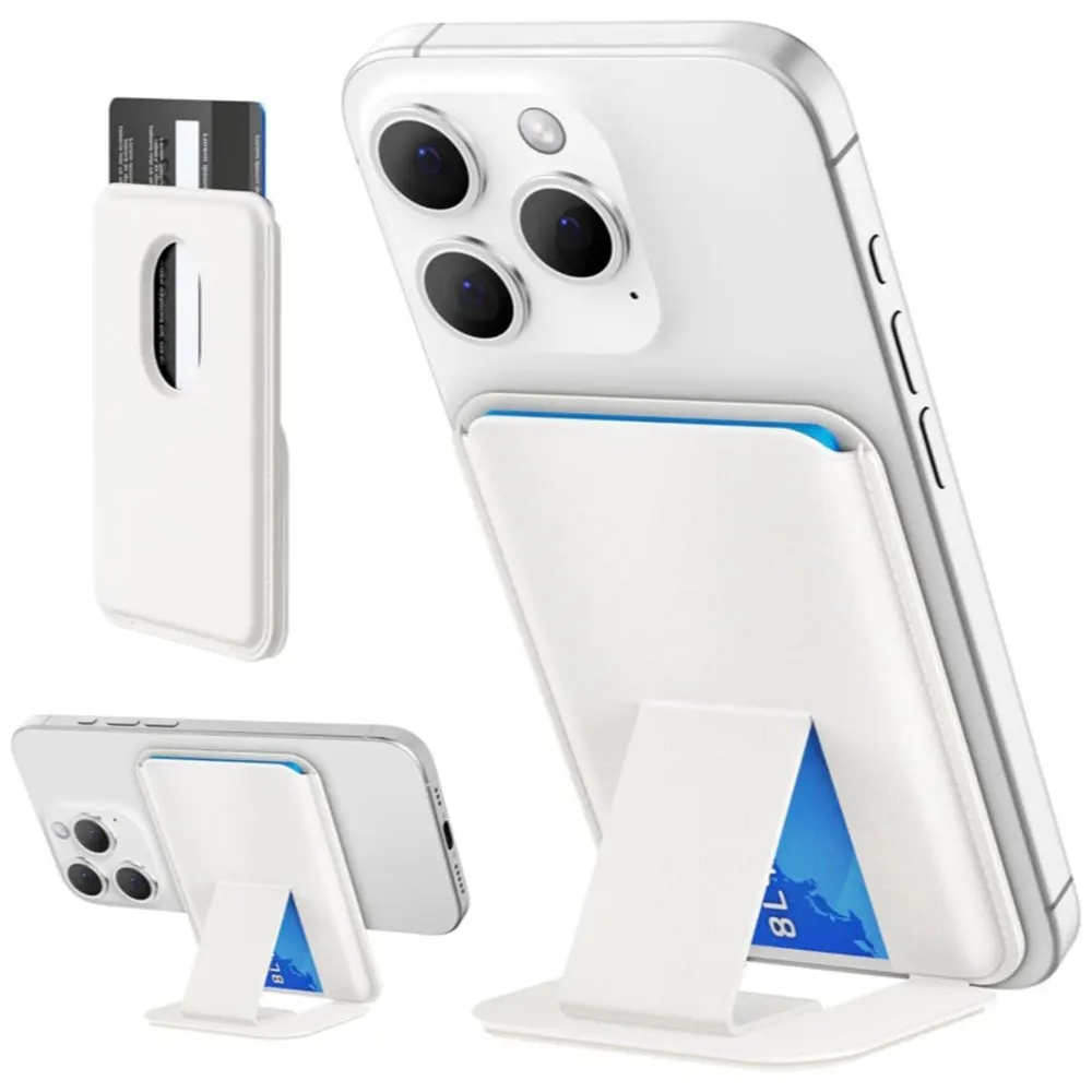 Strong Magnetic Leather Wallet Holder For iPhone 16/15/14/13 Pro, With Hidden Secure Card Pocket