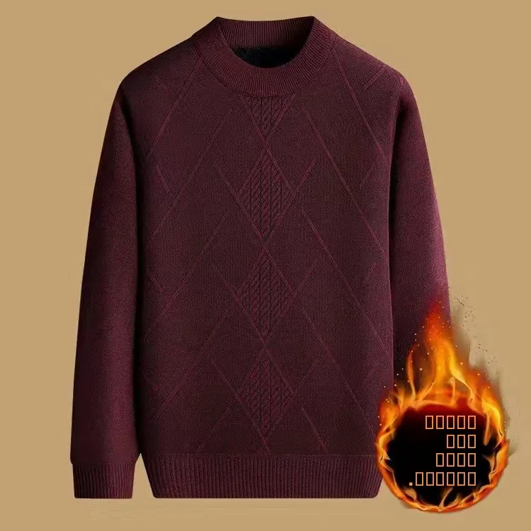 

Men's Thiened Warm round Ne Knitted Sweater Base Layer Top Large Size Autumn Winter New Sle Youth Daily Wear Polyester ...