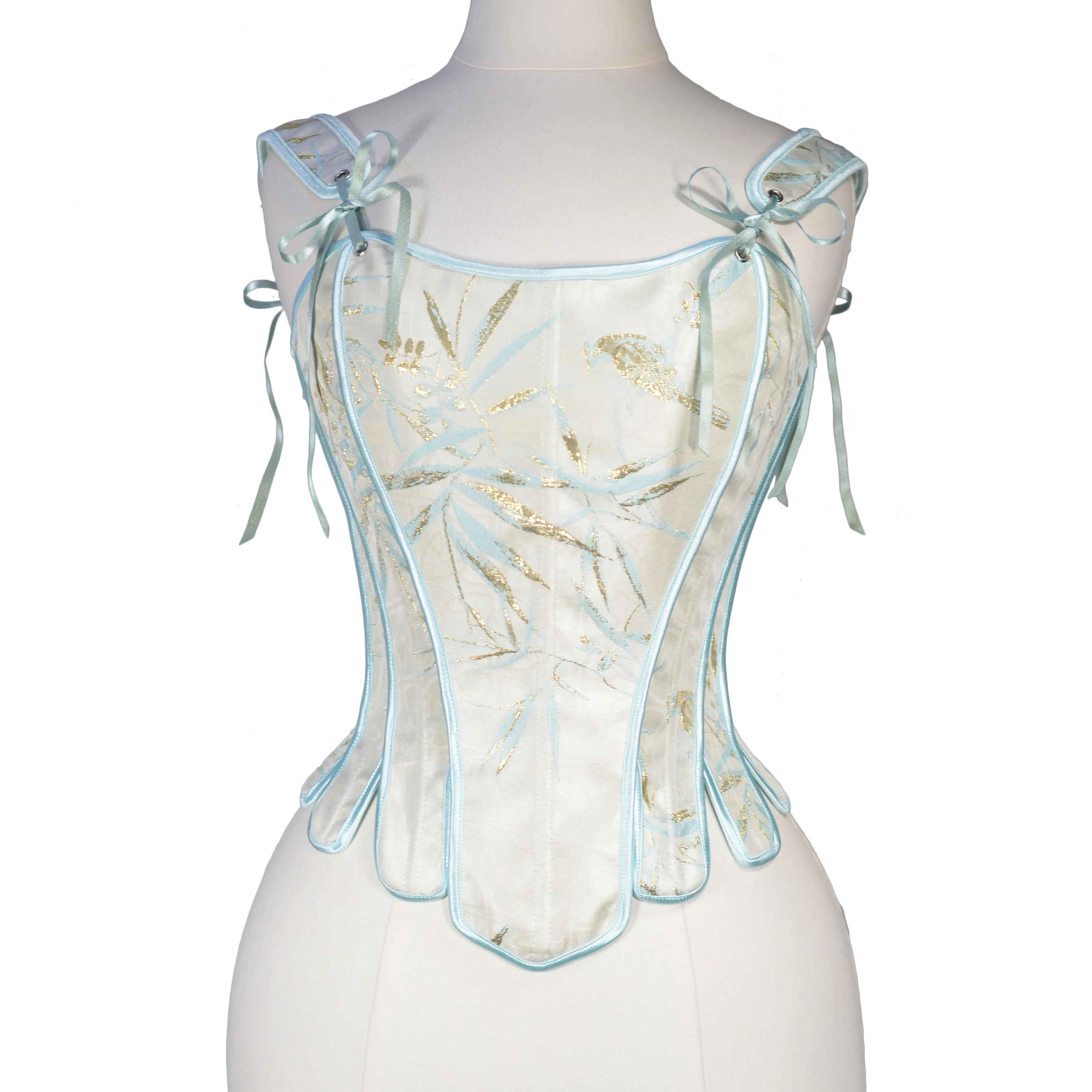 

Cute Vintage Floral Jacquard Corset Bustier Top Lace Up Corset Corset Vest