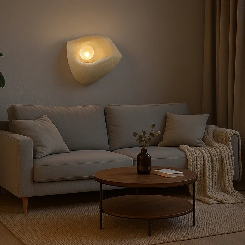 

2025 Latest Nordic Lamp Japanese Style Wabi Sabi Style Resin Coffee Shop Creamy Home Decor Wall Lamp Resin Bedside Reading Light