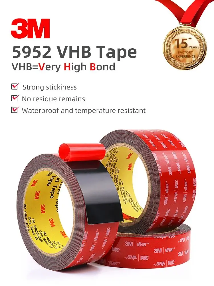 Feuilles de ruban acrylique auto-adhésif Double face robuste 3M VHB 5952, mousse de 1mm d'épaisseur avec tampons adhésifs à colle à points