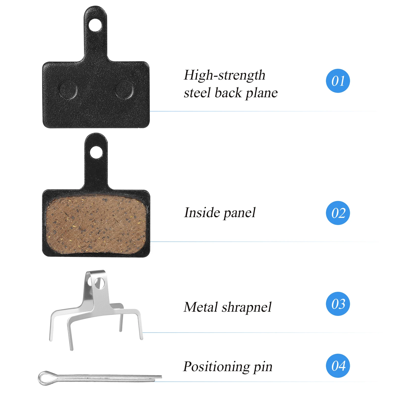 

4 Pairs Brake Pads for Half Plate Brake Pad Mountain Road Disc Brakes Lightweight Heat Resistant Silent Cycling Pad