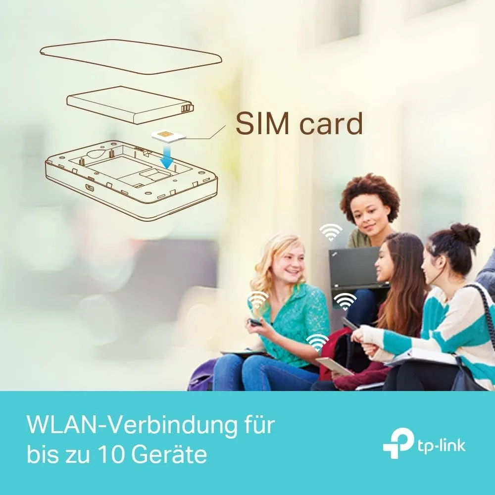 TP-Link M7350 - 4G (CAT4) Tragbarer WLAN-Router، MiFi، Farbbildschirm، 150 ميجابت/ثانية، 2000-mAh-Akku (8 Std. ),