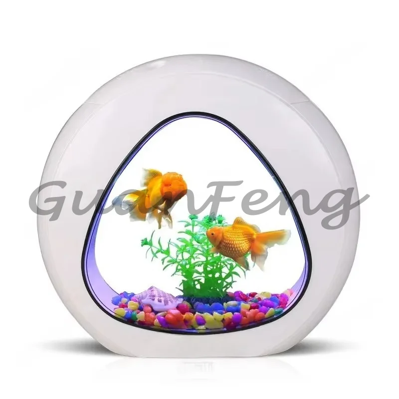 Small Desktop Ecological Fish Tank, Clear Acrylic Aquarium for Ornamental Goldfish Home Tabletop Decor