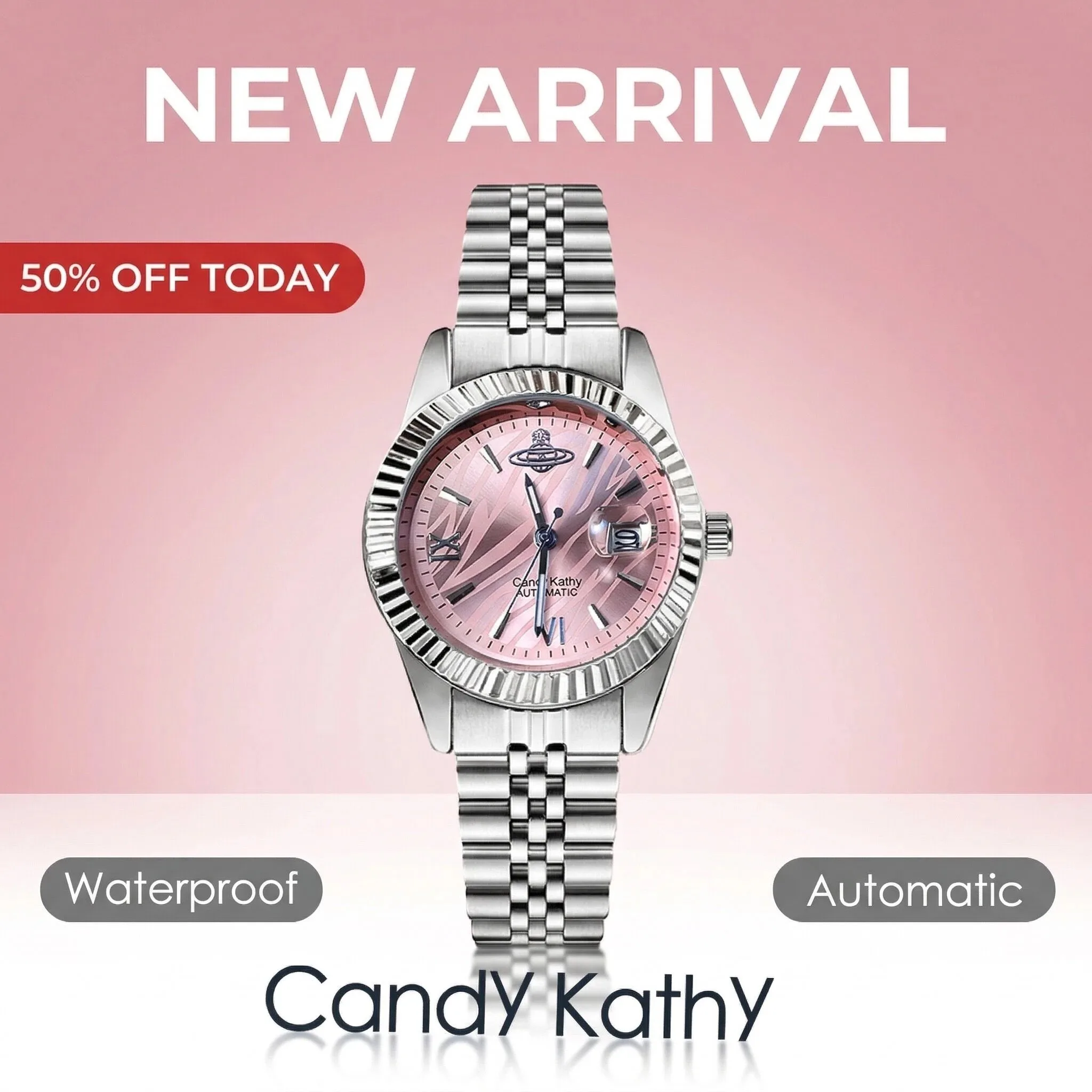 Pink-Dial Quartz Bracelet Watch — product information 1