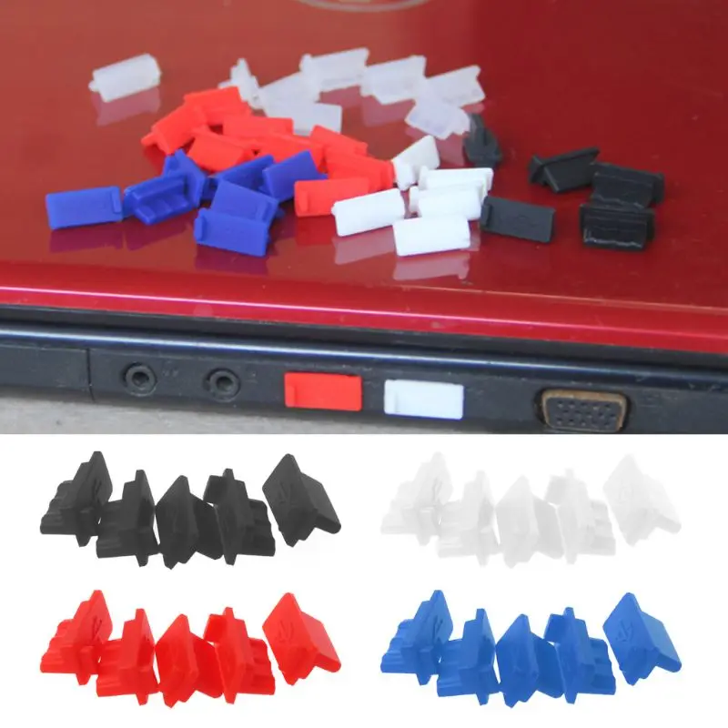 5PCS Silicone USB Anti Charging Dust Plugs for Laptop Computer Tablet