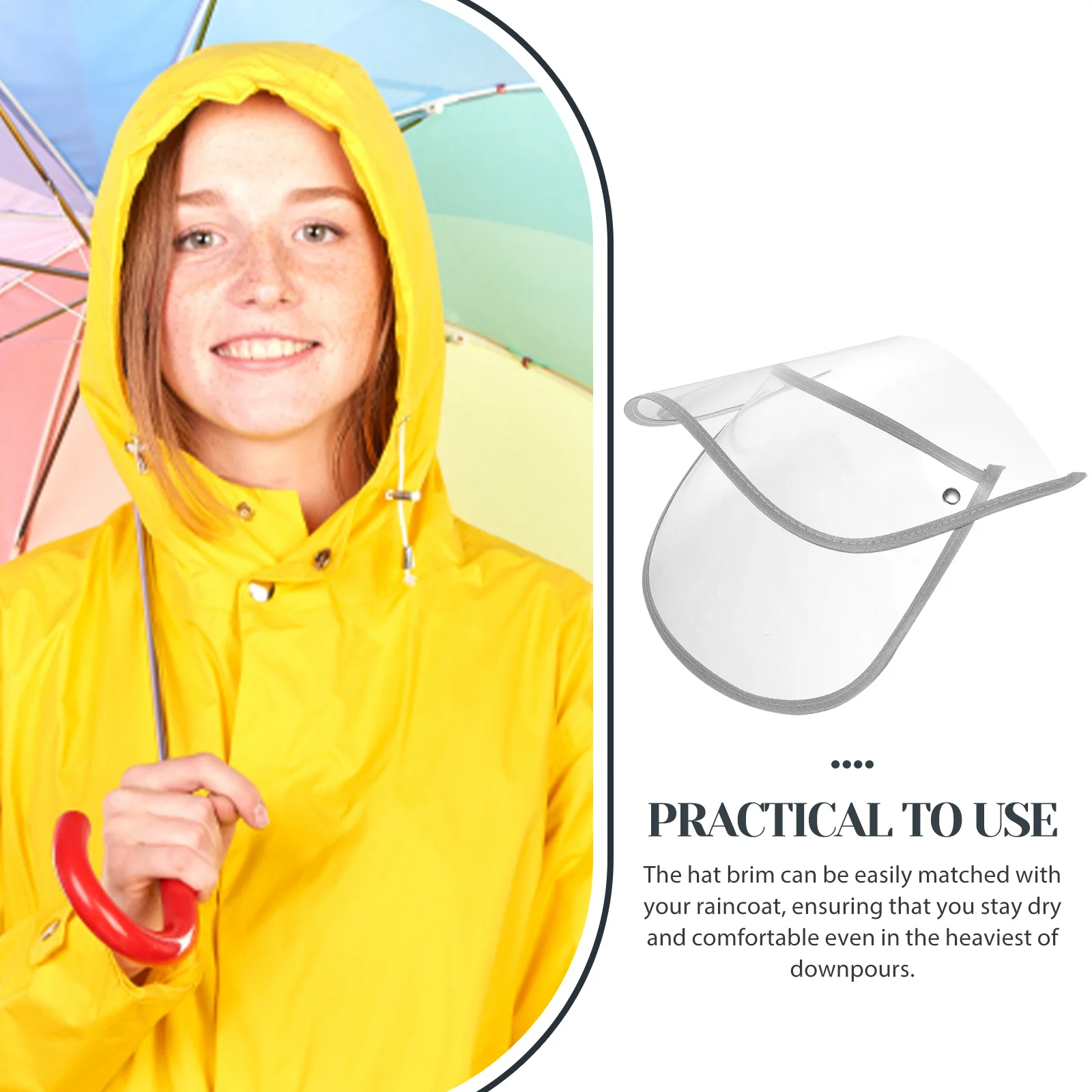 Rain Poncho Hood Brim Face Protector Clear Jacket Safe Mask Protection Shield Small Raincoat Cap Plastic Hat Raincoat Accessory