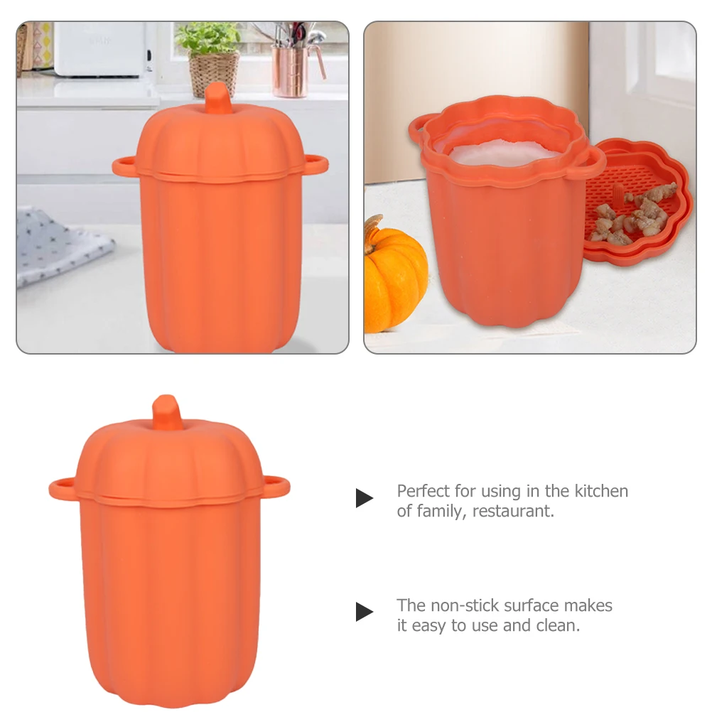 

Pumpkin Grease Collector Silicone Oil Jar Bacon Kitchen Strainer Heat Resistant Cooking Storage Container Filter