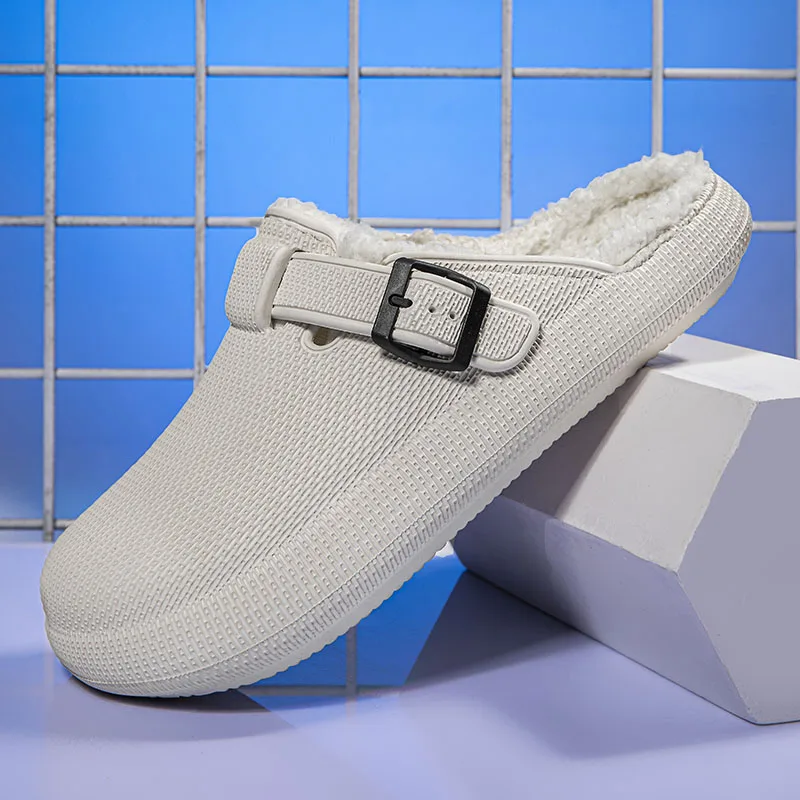 Winter Slippers for Men Half Shoes Anti-Skid Kitchen Shoes Lightweight Eva Slides Comfortable Male Sandals Chaussures Homme Luxe