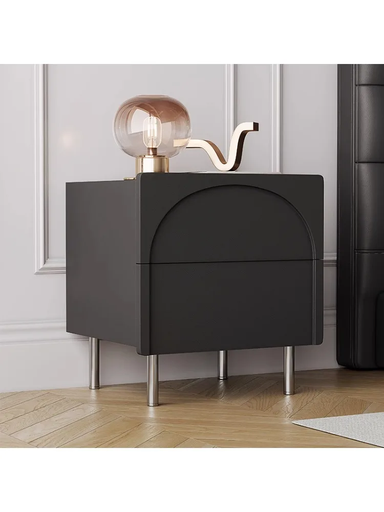 Black bedside table solid wood creative high-end small locker