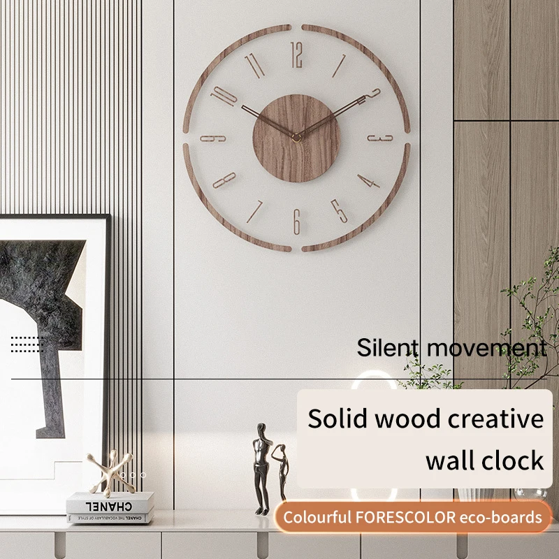 Nordic Minimalist Wall Clock New Solid Wood Silent Luxury Quartz Clock Modern Clocks Decoration for Home Living Room