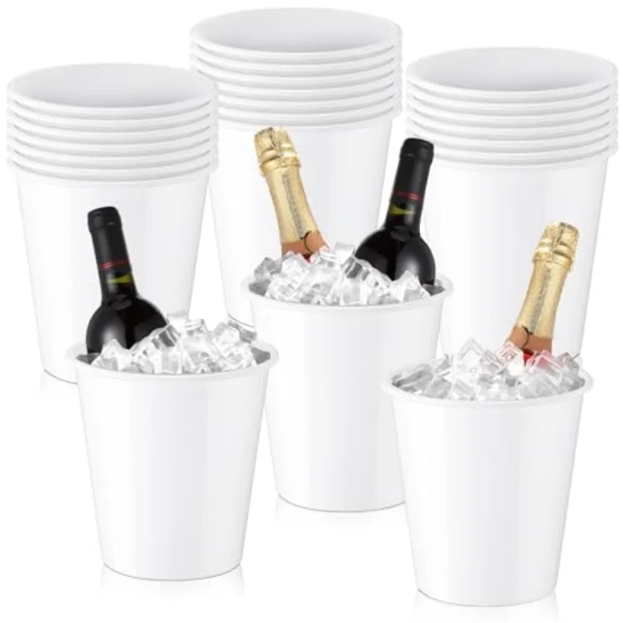 

24 Pcs Plastic Ice Buckets for Parties 3 Liters Wine Bucket Portable Ice Holder Disposable Wine Cooler for Party Wedding Party