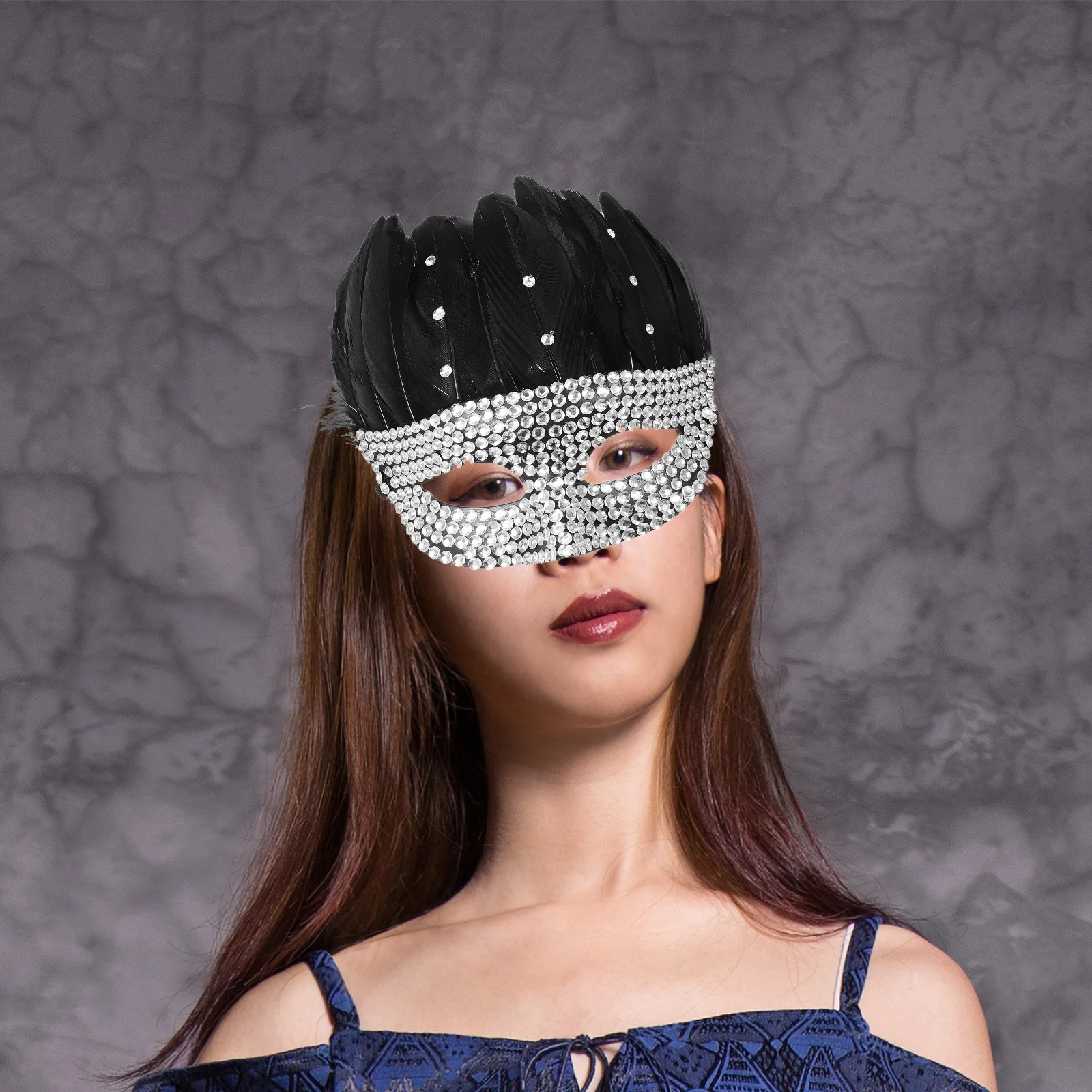 

Elegant Eye Rhinestone Masquerade Mask for Adults Half Cosplay Party Decorative Mask Prop Festival Costume Accessory