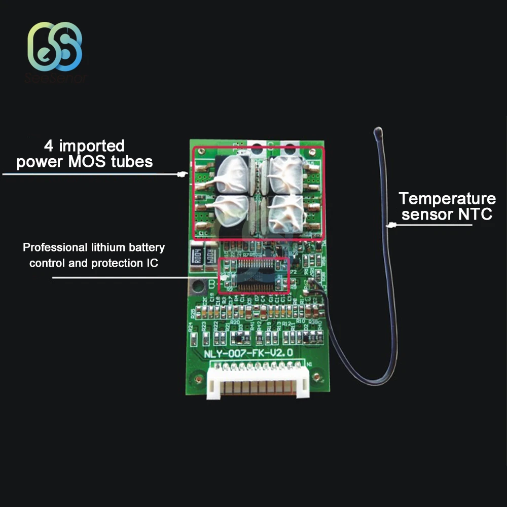 10S 36V 30A بطارية ليثيوم شحن لوح حماية BMS PCB 18650 بطارية ليثيوم أيون التوازن المتكاملة لوحة دوائر كهربائية