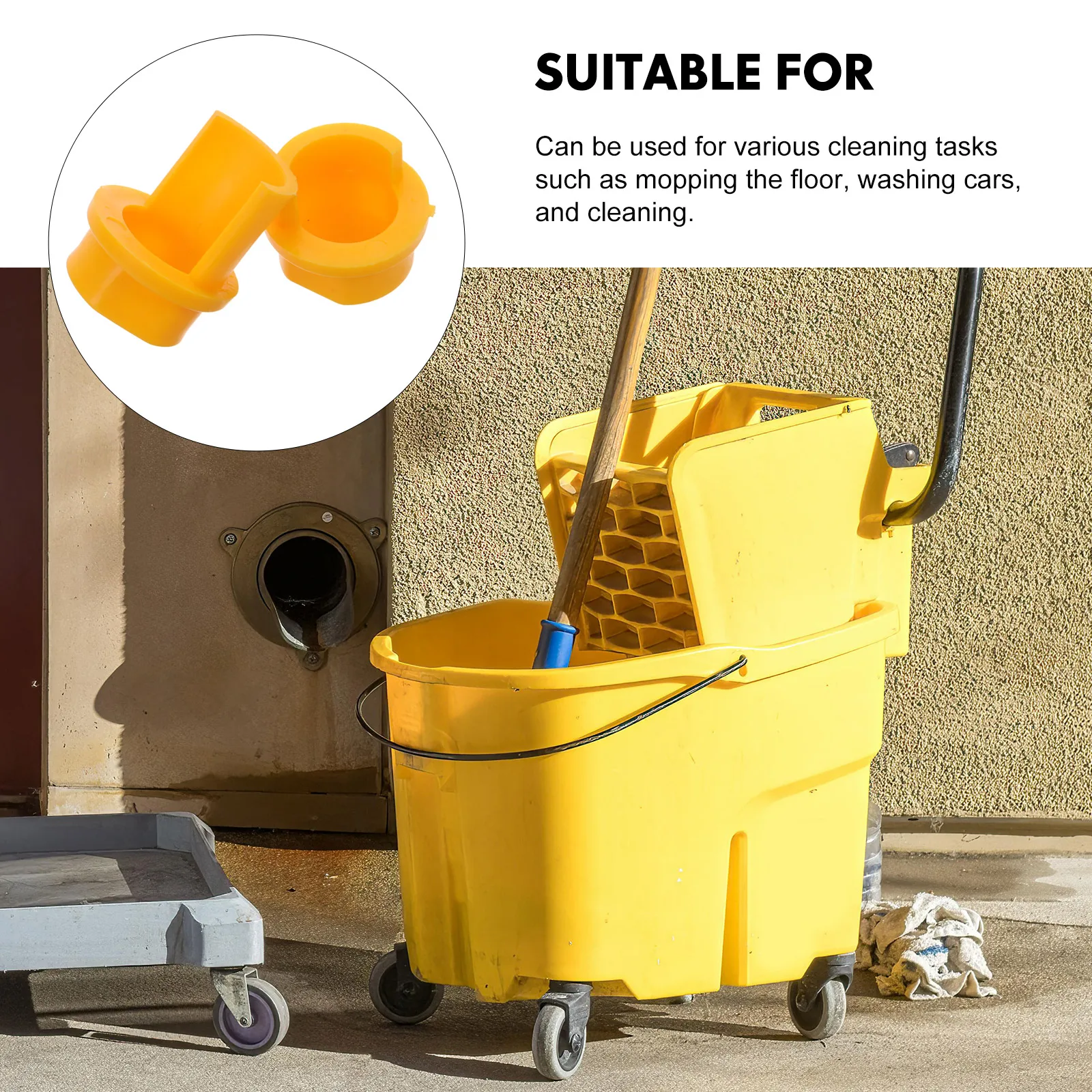 

2 Pcs Mop Bucket Accessories Durable Plastic Large Capacity Water Pressure Home Use Washable Round Drain Caps Bucket Plug