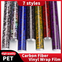50/30cm*300cm High Glossy Black Gold Silver Red Forged Carbon Fiber Vinyl Wrap Film on the Hood Adhesive Vinyl for Car Stickers