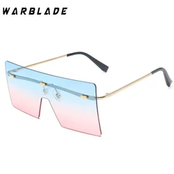 WarBLade 2022 Oversized Sunglasses Women Square Sun Glasses Women Men Vintage Eyeglasses Women Rimless Oculos De Sol Feminino