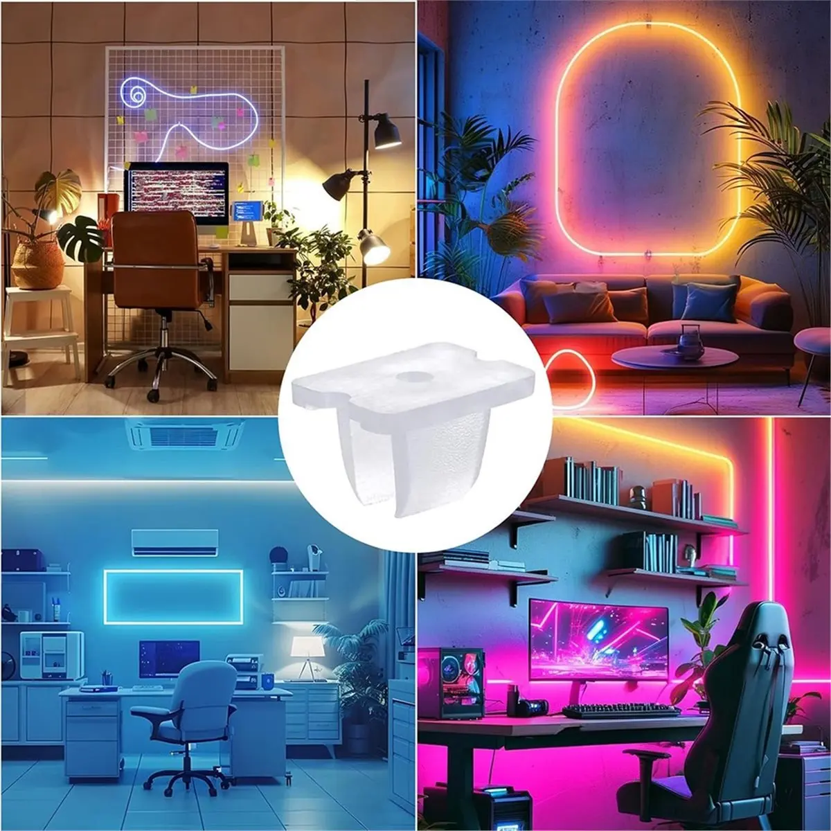 DT89 HOT 100 PCS LED Strip Mounting Clip Rope Light Clips Neon Rope Light Mounting Brackets with Screws for 5-6mm Wide Lights