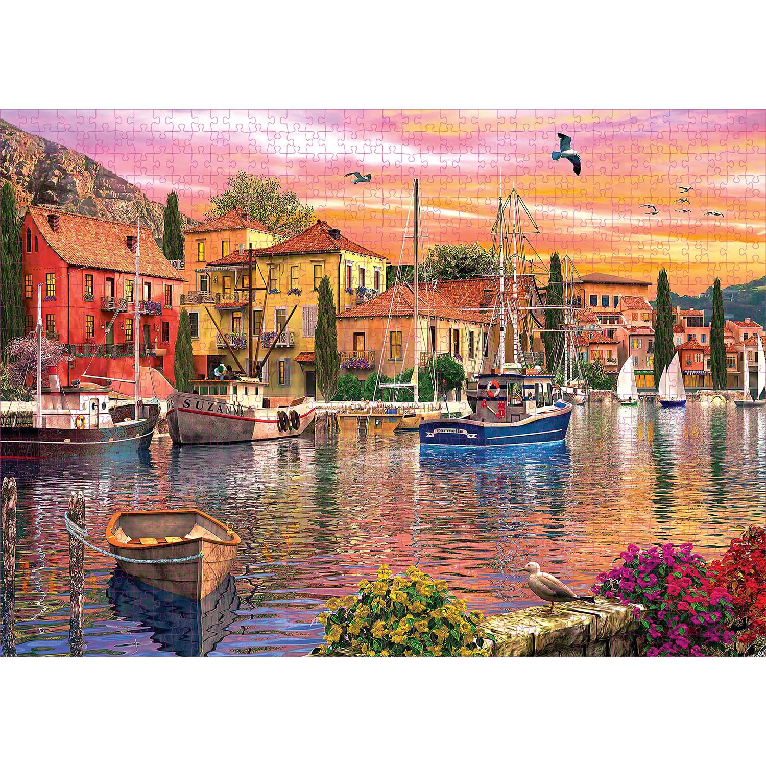 1000 pezzi Jigsaw Puzzle porto mediterraneo Home Decor adulti Puzzle giochi Family Fun Floor Puzzle giocattoli educativi per bambini