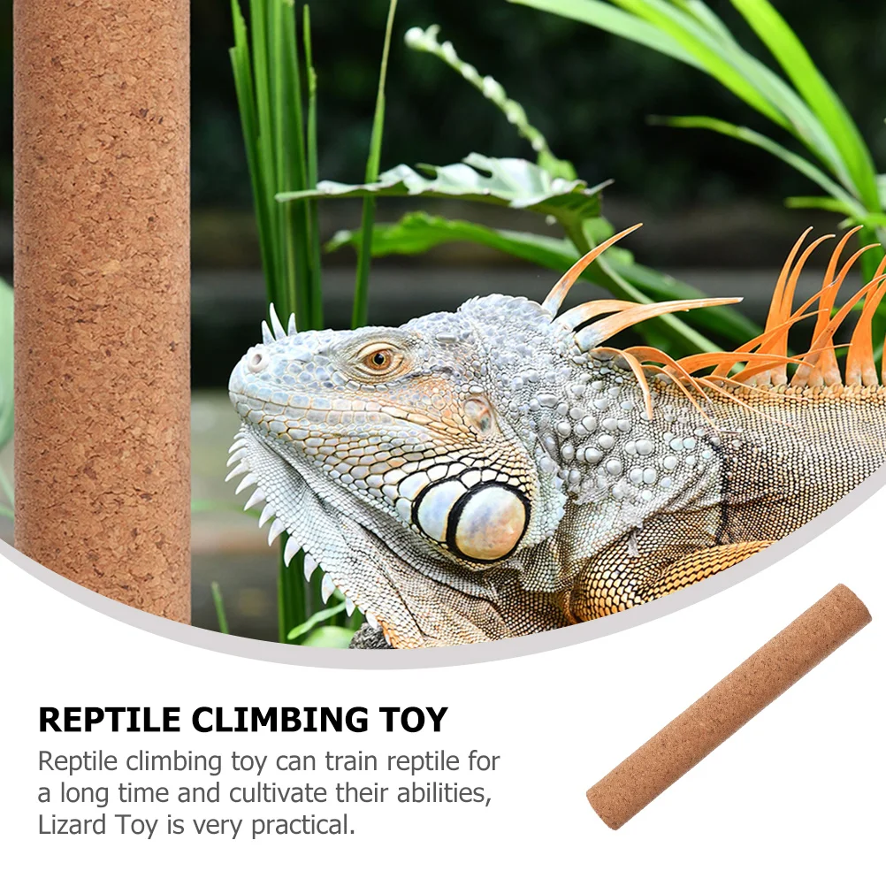

40cm Long 4.5cm Diameter Cork Reptile Climbing Pole Terrarium Lizard Toy Cage Accessories Promotes Movement Coordination Skills