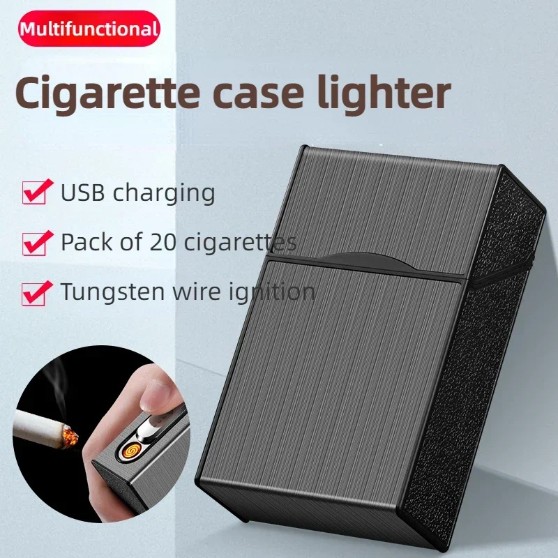 

The Latest Metal Rechargeable Cigarette Box with 20 Regular Cigarettes and Fireworks Integrated USB Charging Cigarette Lighter