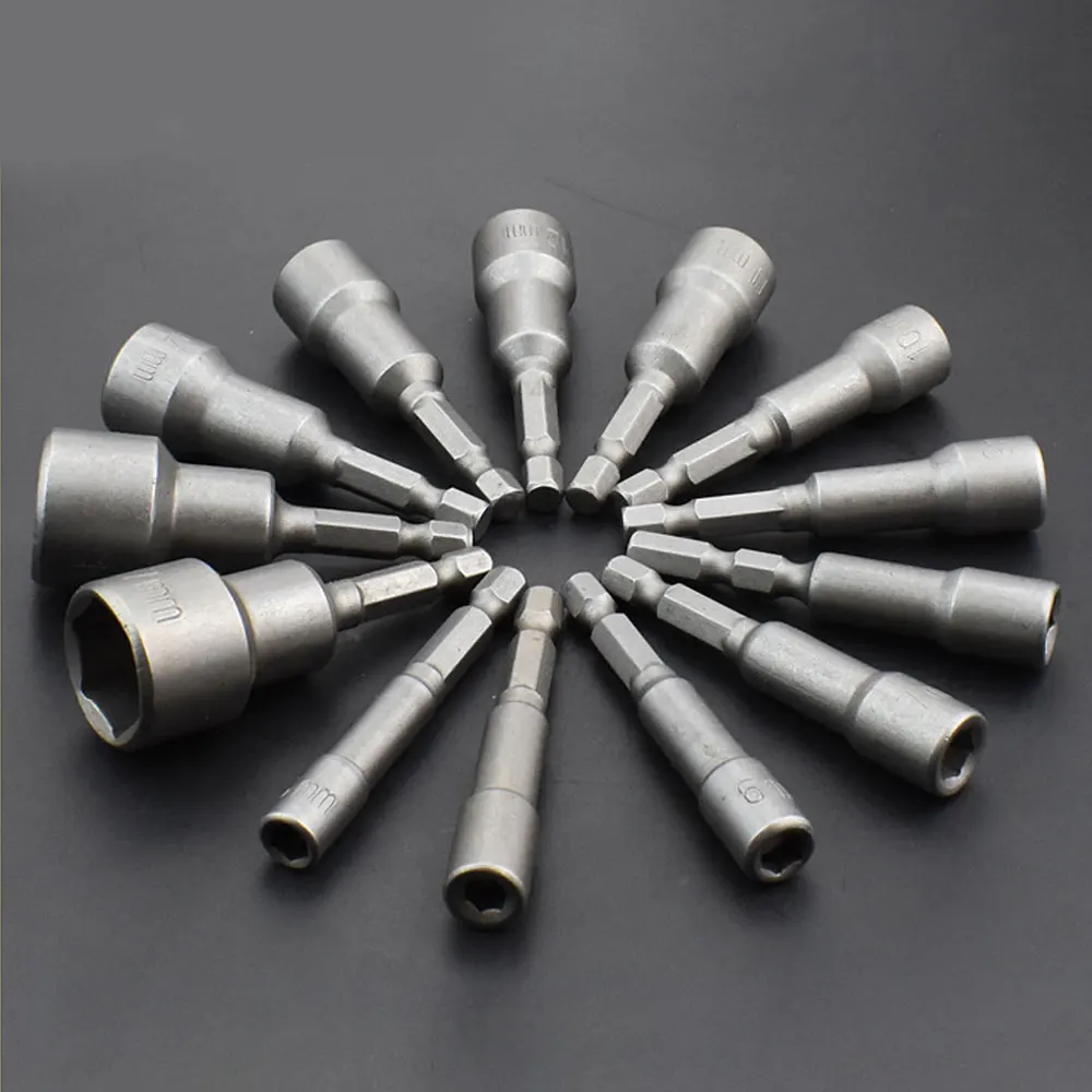 14Pcs Impact Socket Magnetic Screwdrive Power Nut Driver Drill Bit Set 1/4” Repairing Tool Kit