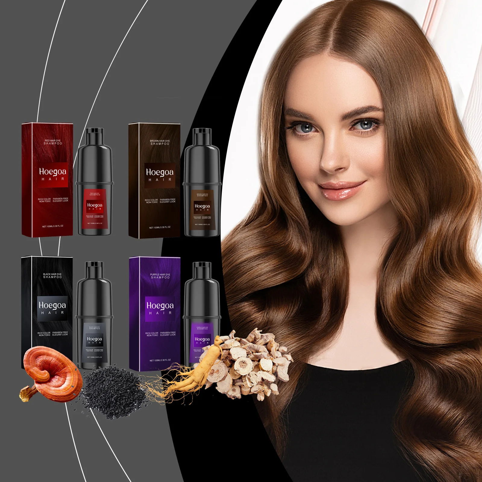 

Herbal Hair Dye Shampoo Nourishing Repair Scalp Long Lasting Black Brown Red Puple Color Hair Color Shampoo Home Use Women Men