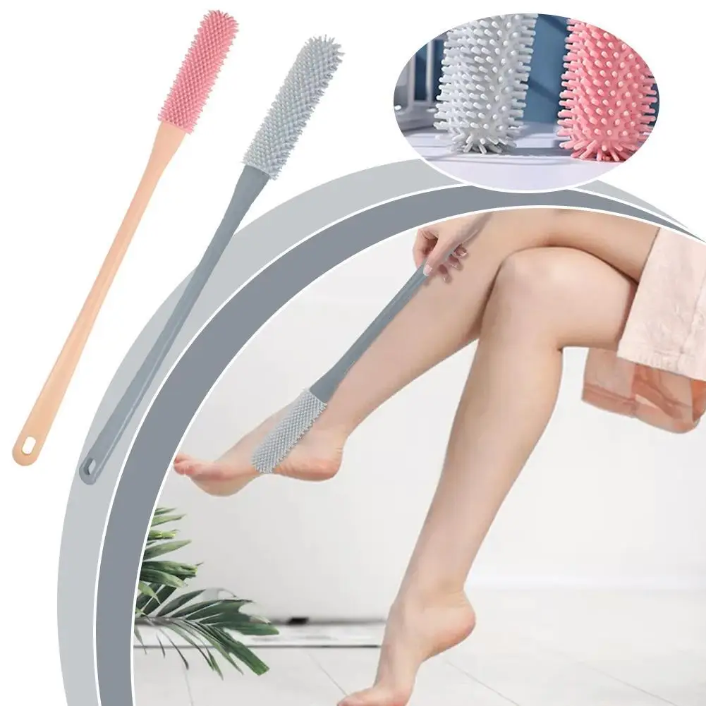 Silicone Foot Washing Brush Toe Cleaner For Shower Foot Brush With Two Sizes Of Brush Heads Long Handle Toe Cleaner X3w7