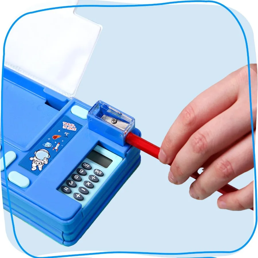 Multifunction Pencil Case with Calculator Pencil Sharpener and Curriculum Storage Features Multiple Cute Patterns for Elementar