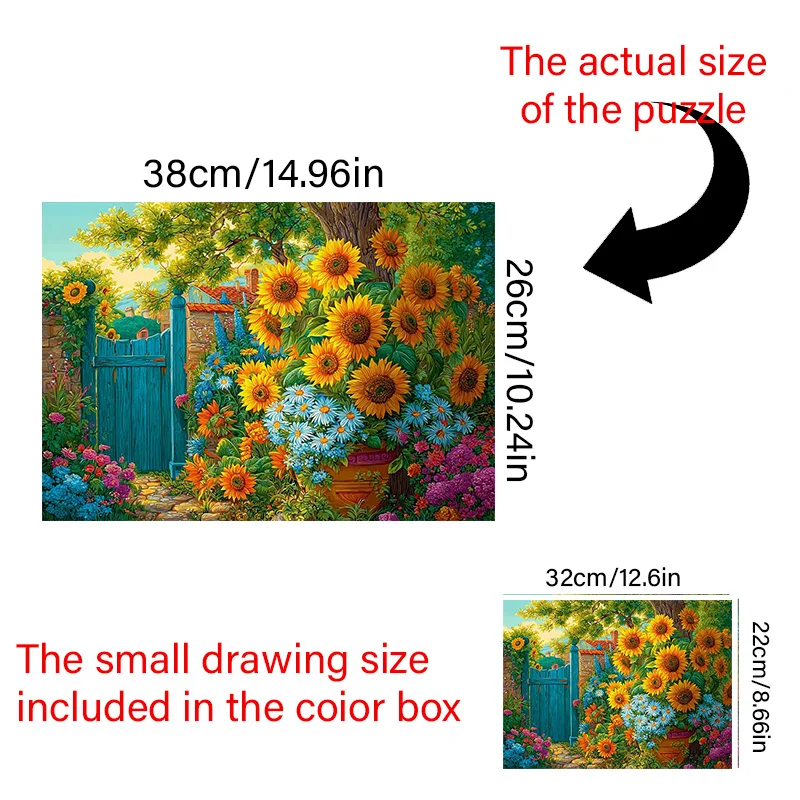 A Box of A Adult Mini Jigsaw Puzzle Featuring a Sunflower Garden Design - Scratch-resistant, High Difficulty Level, Suitable f