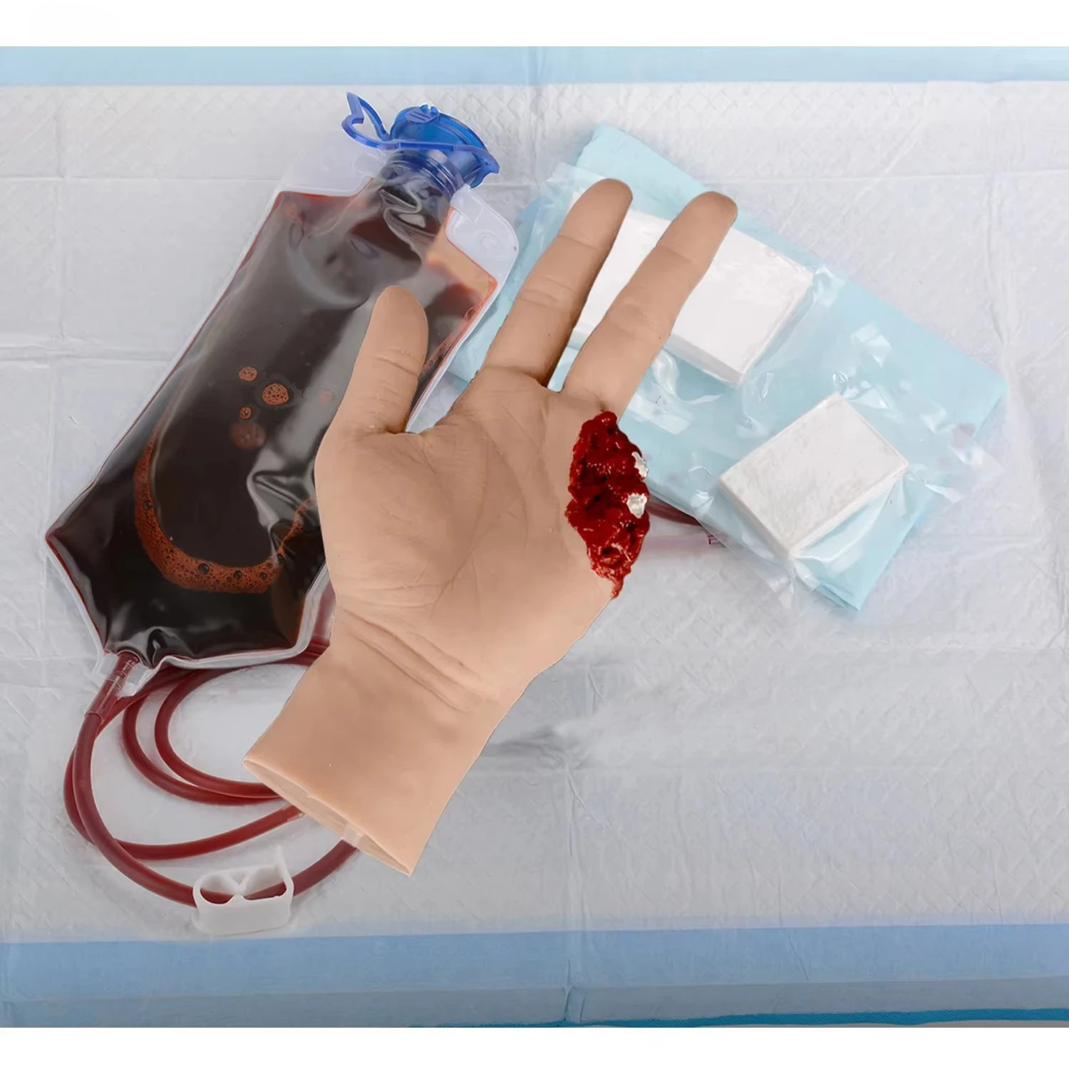 Silicone Suture Practice Kit Hand Simulator Kit Basic Amputation Finger Trauma Wound Care Palm Model TCCC Wound Pack Trainer