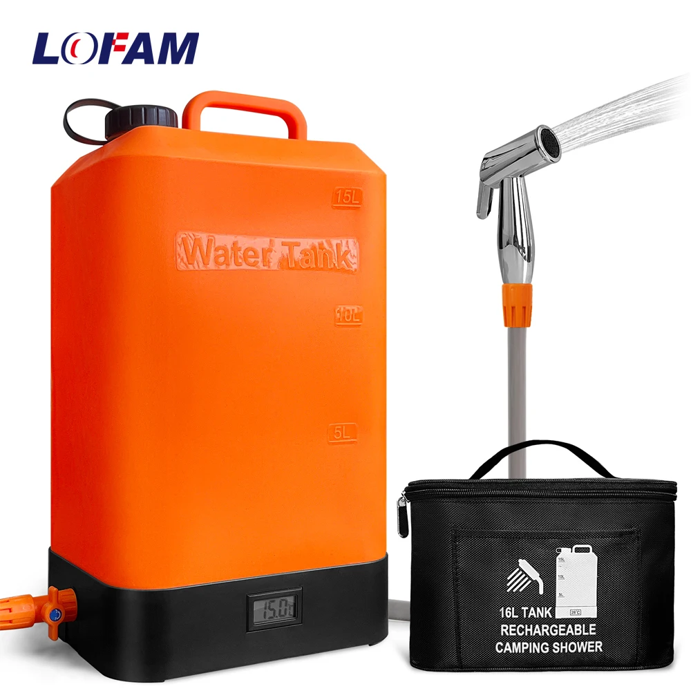 Portable Outdoor Camping Shower with 16L Silica Gel Water Bag Rechargeable Electric Pump For Hiking Climbing Swimming Bathing