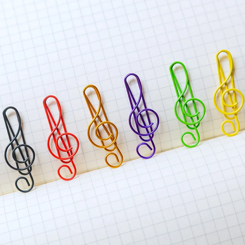 20/50/100PCS Music Paper Clip Metal Office Cute Binder Kawaii Stationery Clip Paper Clips Cute Decorative PaperClip Stationery