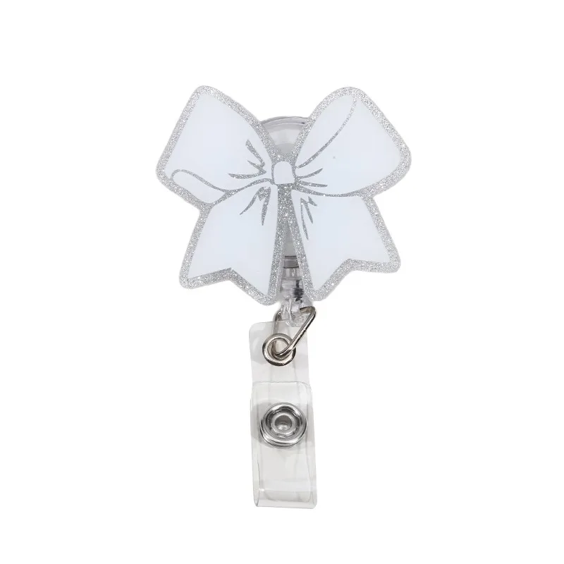 Nurse Badge Doctor ID Clip Buckle Keychain Bowknot Retractable Rotating Scroll Card Badge Reel Gifts