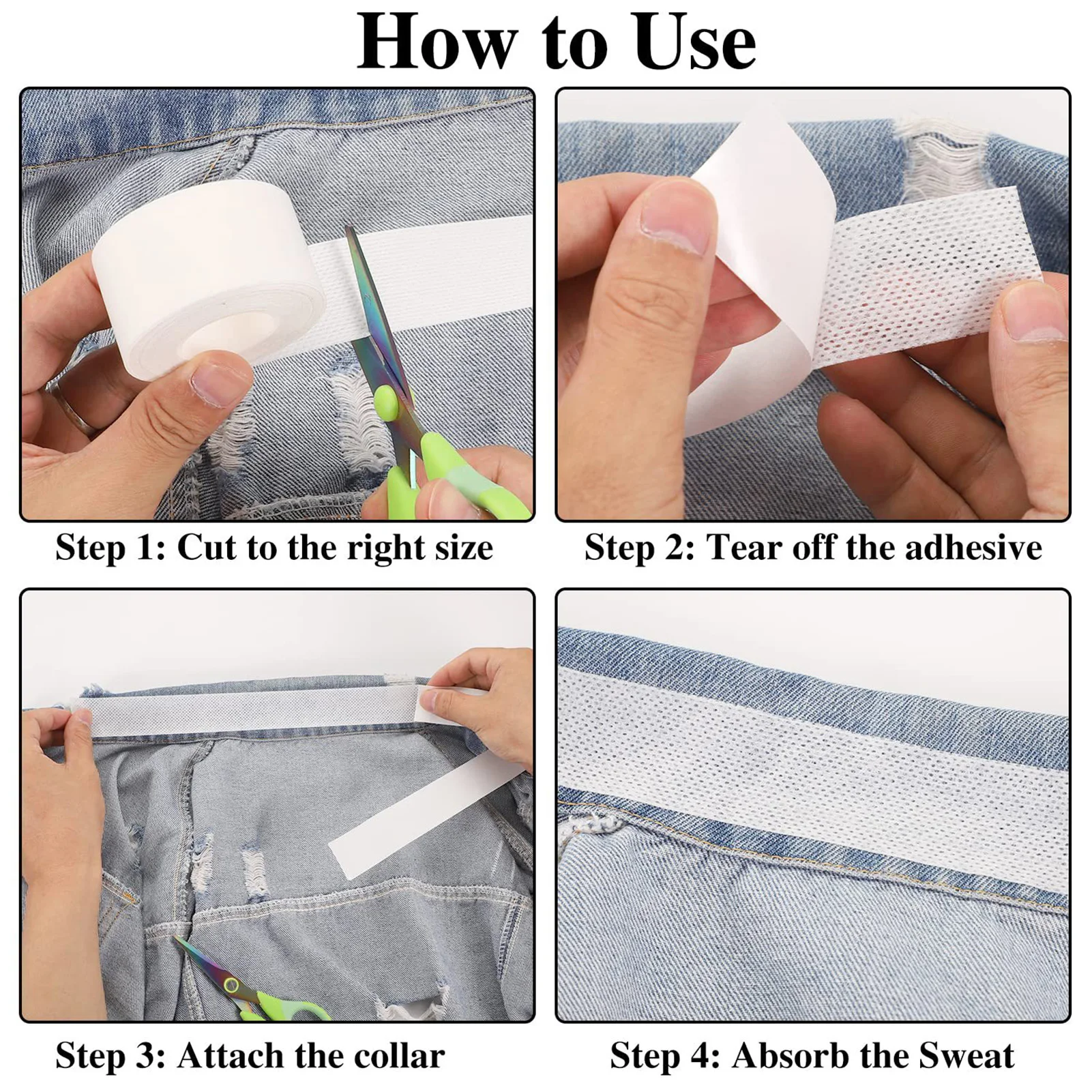 Self-adhesive Sweat Pads Collar Tape Easily Use Invisible Collar Sticker for Protecting Shirt Collar from Being Dirty