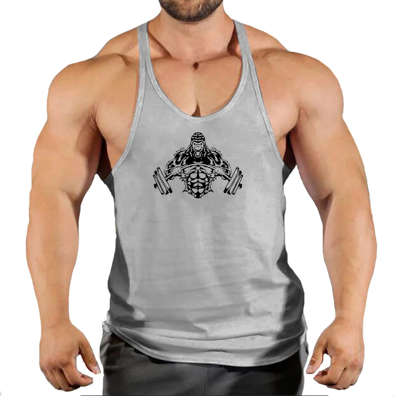 No.23 Muscle top fitness men cotton tanktop gym stringer sleeveless shirt Male workout tank bodybuilding vest Running clothes