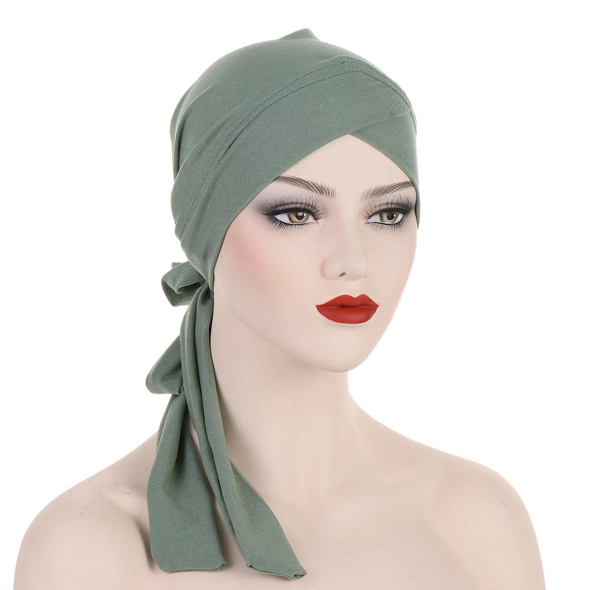 Elastic Solid Color Pre-Tied Hijab Wrap Head Scarf Hats Muslim Turban Bonnet for Women Inner Hat Fashion Female Turbantes Caps