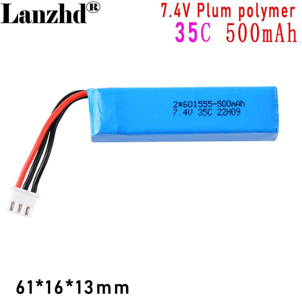 High Capacity 2S 7.4V 500mAh 35C Lipo Battery For BETAFPV LiteRadio 2 SE RC Transmitter Radio Parts 7.4V Battery 601555 61*16*13